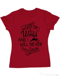 Tricou ADLER dama I love the world Rosu