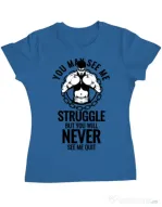 Tricou ADLER dama Never quit Albastru azuriu