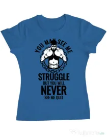 Tricou ADLER dama Never quit Albastru azuriu
