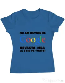 Tricou ADLER dama Nu am nevoie de google Albastru azuriu