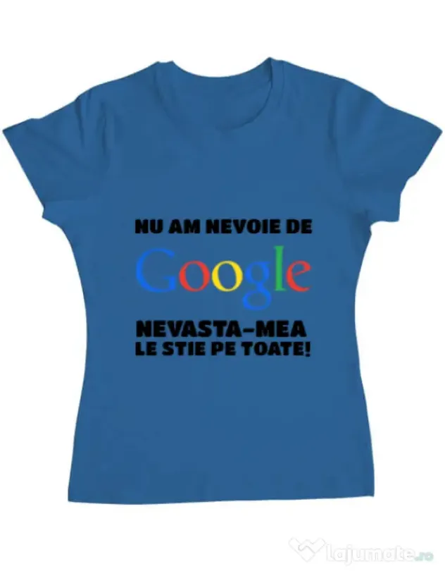 Tricou ADLER dama Nu am nevoie de google Albastru azuriu