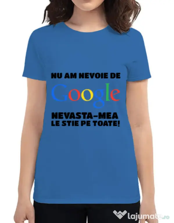 Tricou ADLER dama Nu am nevoie de google Albastru azuriu