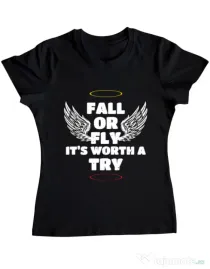 Tricou ADLER dama Fall or fly Negru