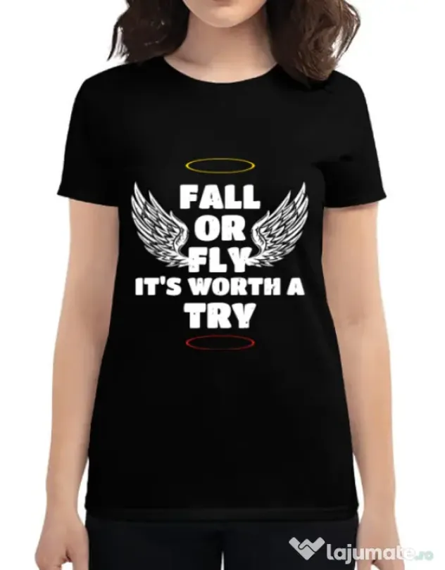 Tricou ADLER dama Fall or fly Negru