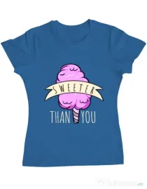 Tricou ADLER dama Sweeter than you Albastru azuriu