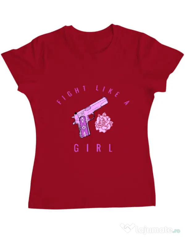 Tricou ADLER dama Fight like a girl Rosu