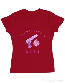 Tricou ADLER dama Fight like a girl Rosu