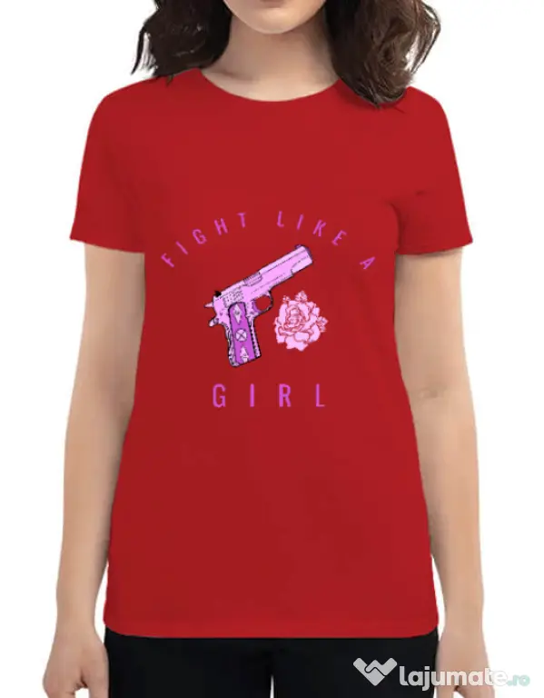 Tricou ADLER dama Fight like a girl Rosu
