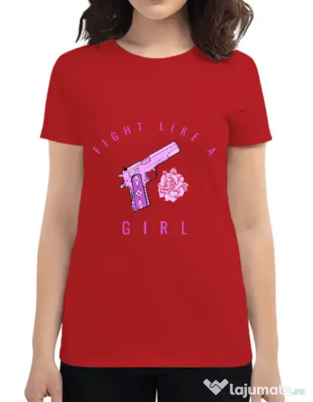 Tricou ADLER dama Fight like a girl Rosu