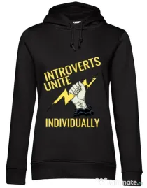Hoodie dama cu gluga Introverts unite Negru