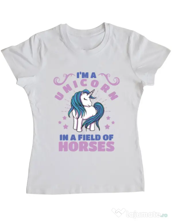 Tricou ADLER dama Just a unicorn Alb