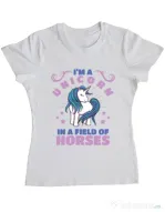 Tricou ADLER dama Just a unicorn Alb