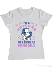 Tricou ADLER dama Just a unicorn Alb
