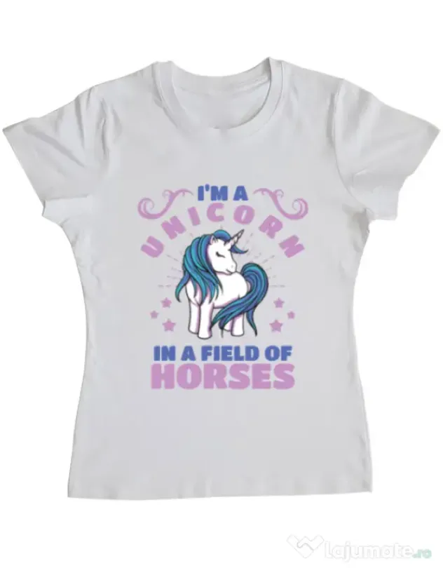 Tricou ADLER dama Just a unicorn Alb