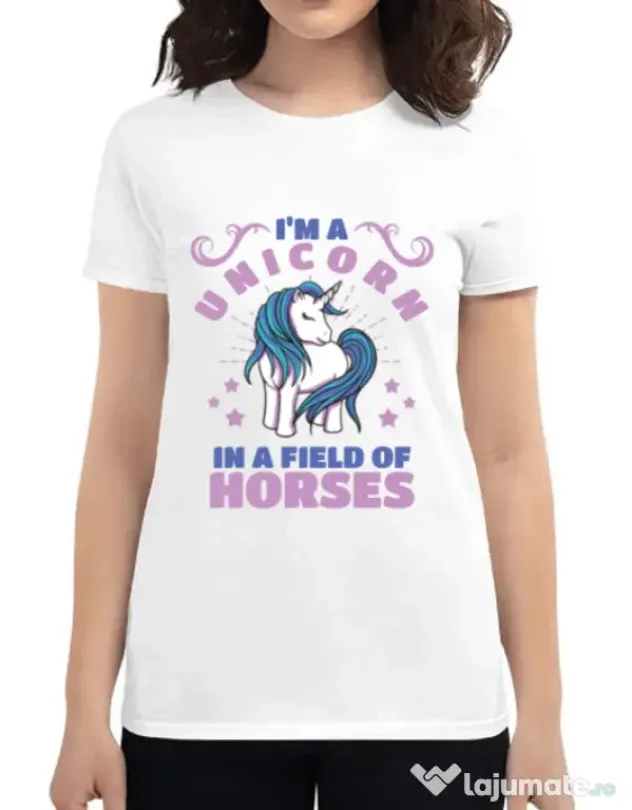 Tricou ADLER dama Just a unicorn Alb