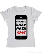 Tricou ADLER dama Vorbesc doar prin sms Alb