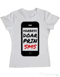 Tricou ADLER dama Vorbesc doar prin sms Alb