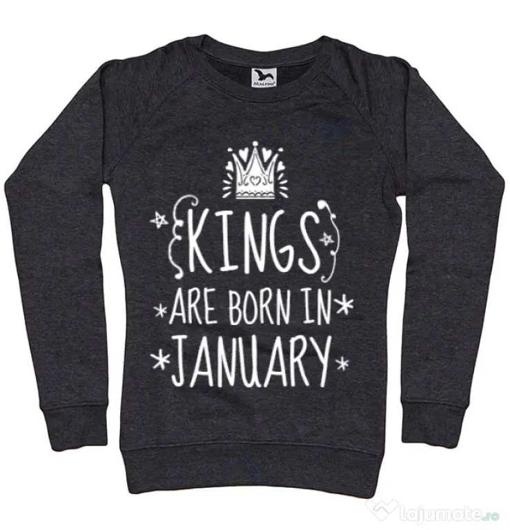 Bluza ADLER dama Kings are born in january Negru melanj