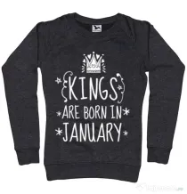 Bluza ADLER dama Kings are born in january Negru melanj