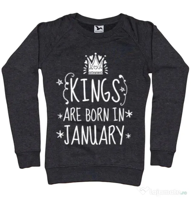 Bluza ADLER dama Kings are born in january Negru melanj