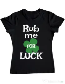 Tricou ADLER dama Rub me for luck Negru