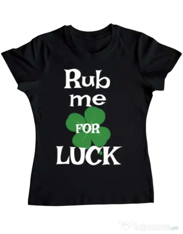 Tricou ADLER dama Rub me for luck Negru