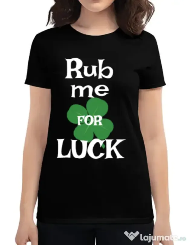Tricou ADLER dama Rub me for luck Negru