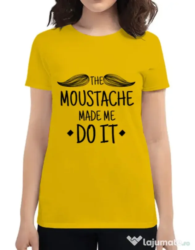 Tricou ADLER dama The moustache Galben