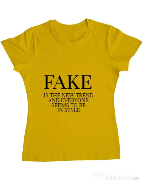 Tricou ADLER dama Fake is the new trend Galben