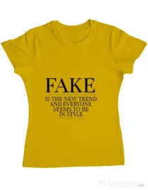 Tricou ADLER dama Fake is the new trend Galben