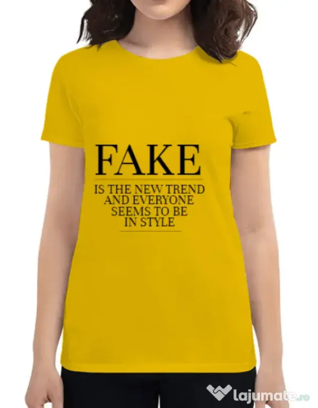 Tricou ADLER dama Fake is the new trend Galben