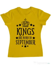 Tricou ADLER dama Kings are born in september Galben