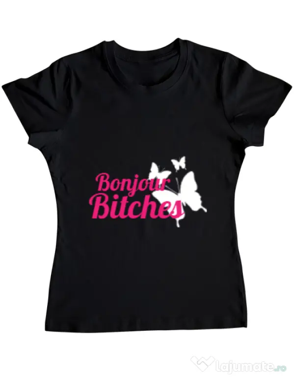 Tricou ADLER dama Bonjour bitches Negru