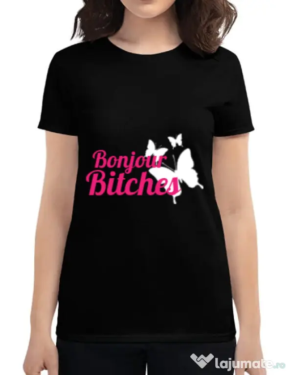 Tricou ADLER dama Bonjour bitches Negru