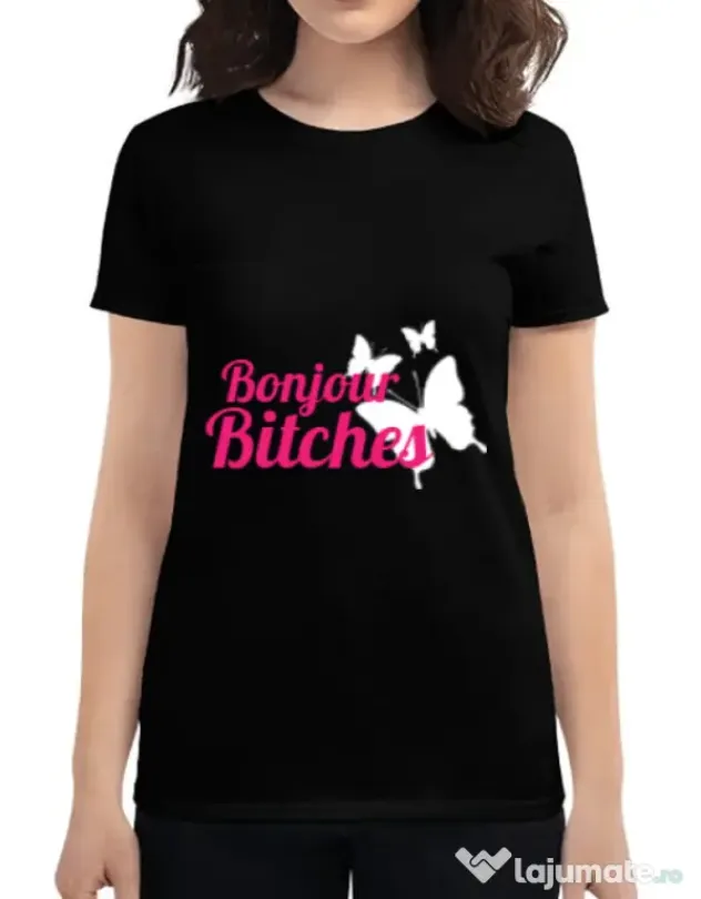 Tricou ADLER dama Bonjour bitches Negru