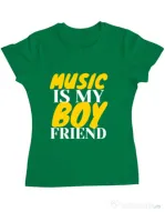 Tricou ADLER dama Music is my boyfriend Verde mediu