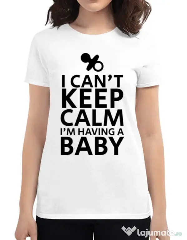 Tricou ADLER dama I am having a baby Alb