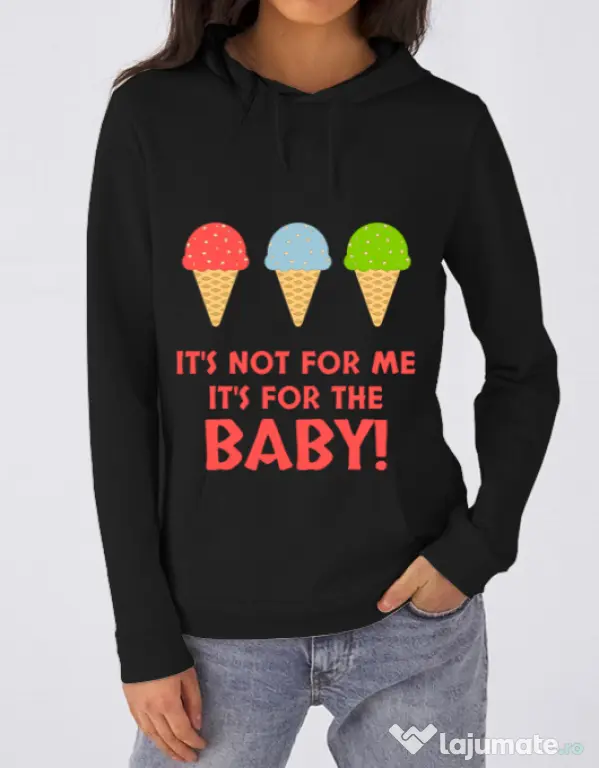 Hoodie dama cu gluga For the baby Negru