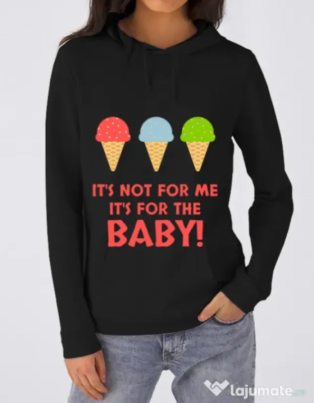 Hoodie dama cu gluga For the baby Negru