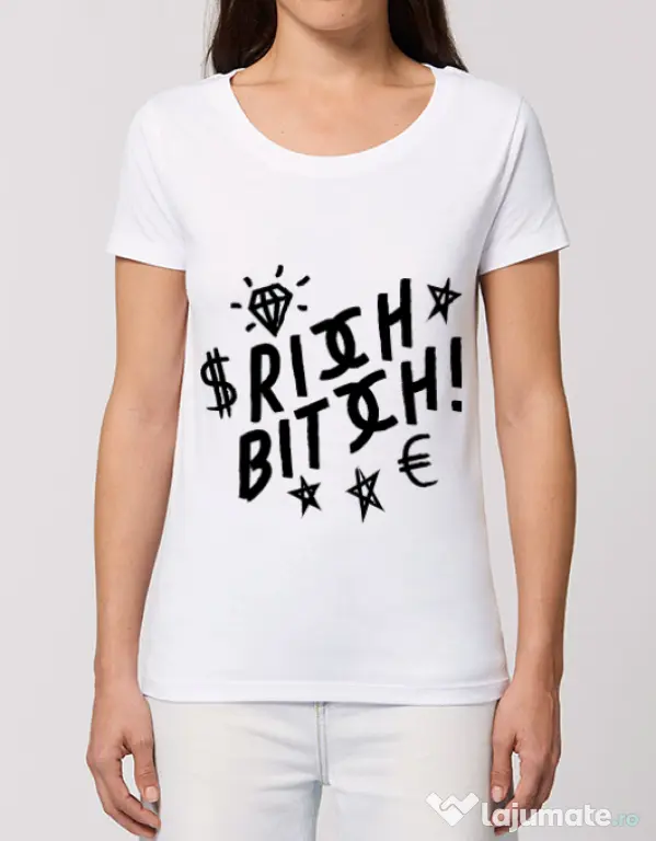 Tricou STANLEY STELLA dama Rich bitch Alb
