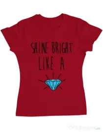 Tricou ADLER dama Shine bright like a diamond Rosu