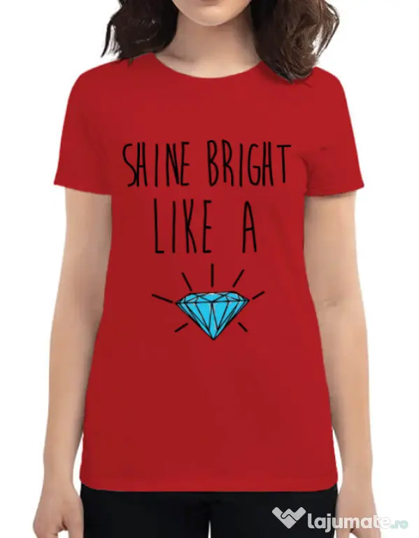 Tricou ADLER dama Shine bright like a diamond Rosu