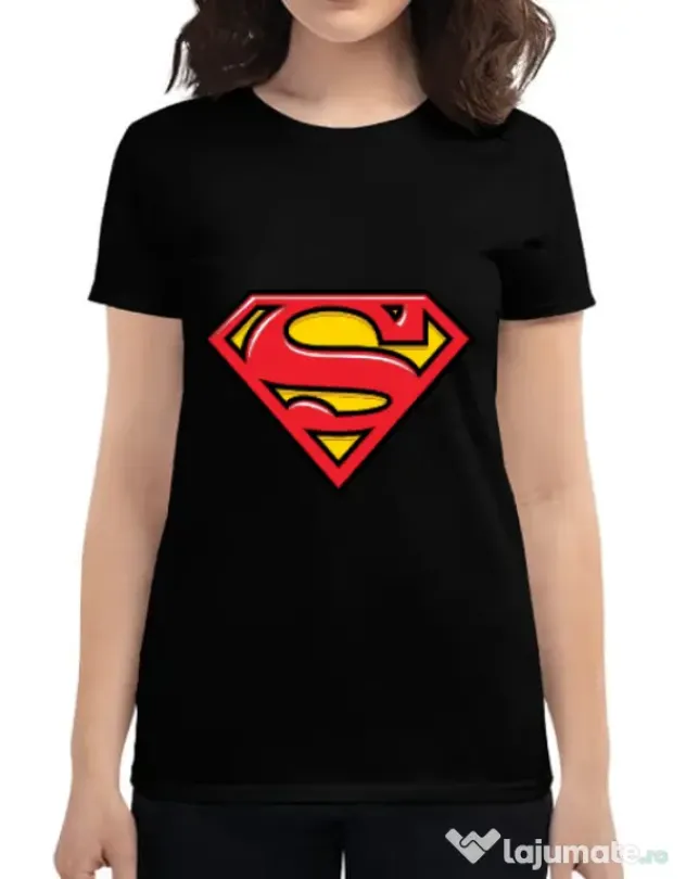 Tricou ADLER dama Superman Negru