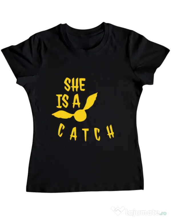 Tricou ADLER dama She is a catch Negru