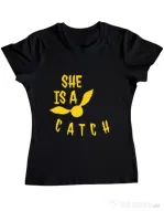 Tricou ADLER dama She is a catch Negru