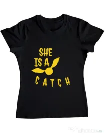 Tricou ADLER dama She is a catch Negru