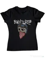 Tricou ADLER dama Born to ride Negru
