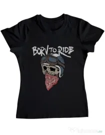 Tricou ADLER dama Born to ride Negru