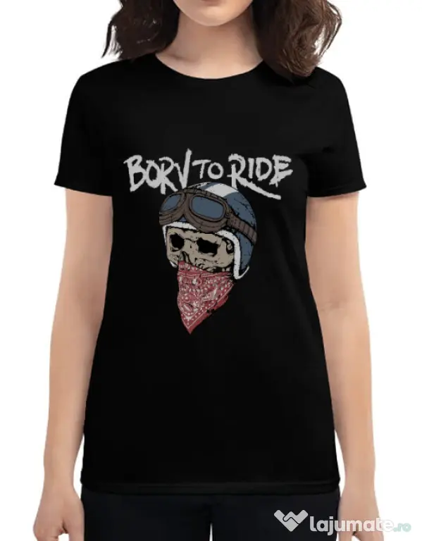 Tricou ADLER dama Born to ride Negru