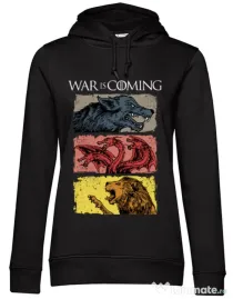 Hoodie dama cu gluga War is coming Negru